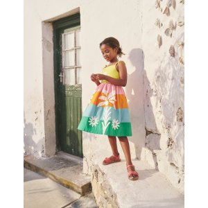 Boden Applique Cotton DressMulti Colourblock Palms