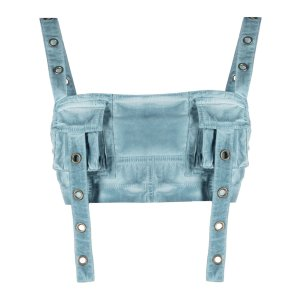 Blumarine eyelet-detail bandeau top blue | MODES