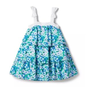 Janie and Jack Floral Bow Strap Tiered Dress