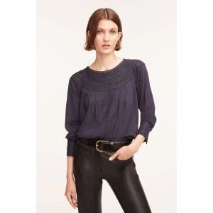 Rebecca Taylor Long Sleeve Cotton Blouse With Lace