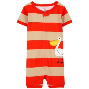 Carter's Toddler 1-Piece Pelican Striped 100% Snug Fit Cotton Romper Pajamas