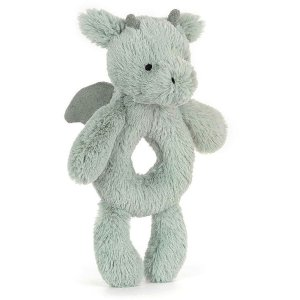 Jellycat Bashful Dragon Ring Rattle, 7"