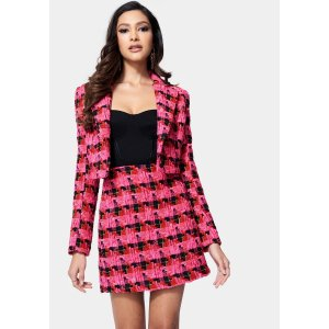 Multi Tweed Cropped Tailored Jacket