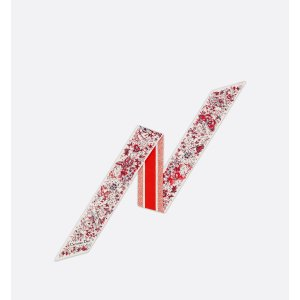 Dior Butterfly Around the World Mitzah Scarf White and Red Silk Twill