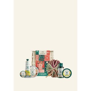 The Body Shop This body care gift set comes in a beautiful basket and features six vegan body care products.