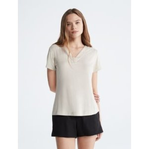 Calvin Klein Modal Satin V-Neck Short Sleeve Top