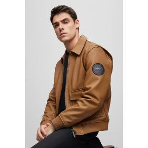 Porsche x BOSS regular-fit jacket in goat leather