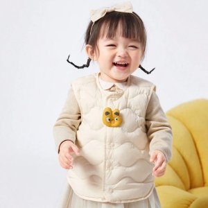 Balabala Balabala Baby Girl Autumn And Winter Front Button Lightweight Warm Kids Down Vest White