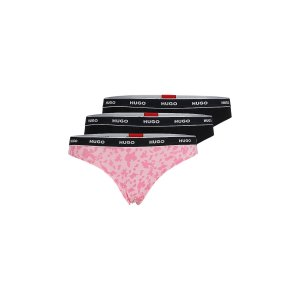 HUGO Three-pack of stretch-cotton thongs with logo waistbands