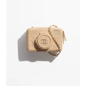 Chanel Camera Bag Lambskin & Gold-Tone Metal Dark Beige