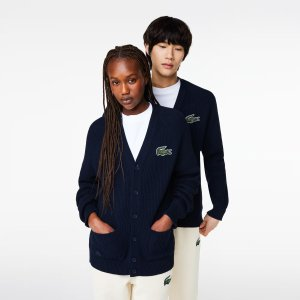 Lacoste Unisex V-Neck Organic Cotton Cardigan