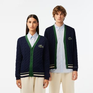 Lacoste Unisex Cable Knit Organic Cotton Cardigan