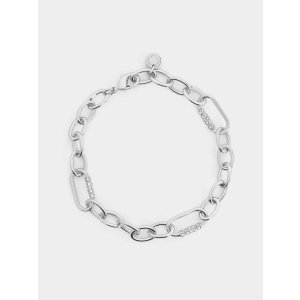 Charles & Keith Reagan Crystal Chain-Link Bracelet - Silver