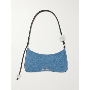 Jacquemus Le Bisou Perle embellished leather-trimmed denim shoulder bag