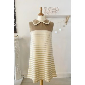miss patina Jackie O Dress (beige stripe)