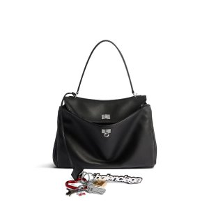 Balenciaga Women's Rodeo Medium Handbag Used Effect With One Charm in Black