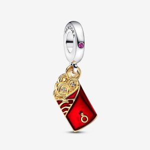 Pandora Two-tone Red Envelope Dangle Charm