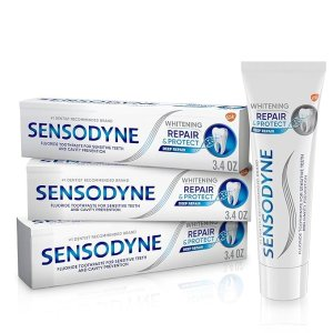 Sensodyne Repair & Protect Teeth Whitening Sensitive Toothpaste, Cavity Prevention and Sensitive Teeth Treatment - 3.4 Ounces (Pack of 3)