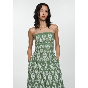 Mango Strapless embroidered dress