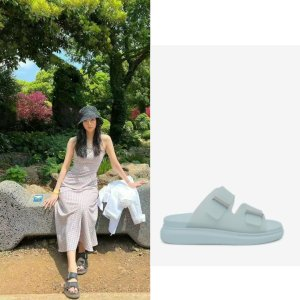 Alexander McQueen Women's Hybrid Slide in Powder Blue/silver