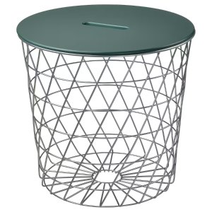 KVISTBRO Storage table, silver color/dark gray-green, 17 3/8 "