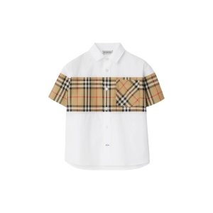 Burberry Devon Short Sleeve Check Panel Shirt (Toddler/Little Kid/Big Kid)