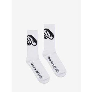 Alexander McQueen Men's Seal Logo Socks in Ivory/black