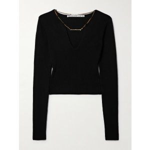 Alexander Wang Chain-embellished cropped wool-blend sweater